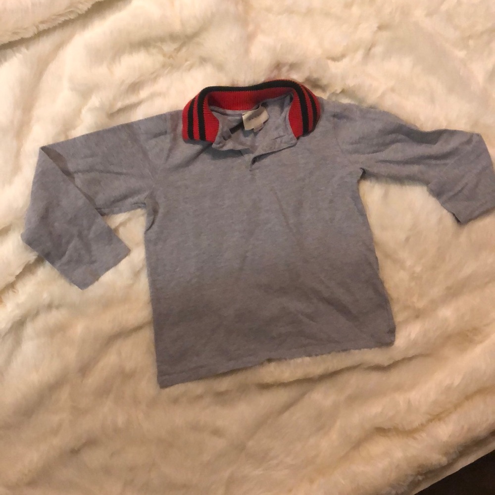 Gucci Grey Polo Shirt with Crochet Collar.
